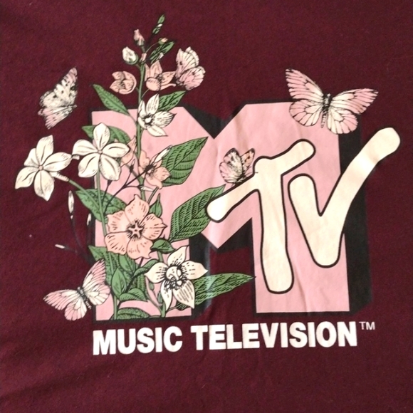 MTV Tops - New 2x Mtv wine colored v neck t shirt
